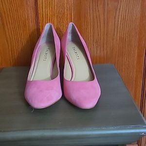Talbots Isa Suede Block Tortoise shell heel, size 9, Coral pink slide-on